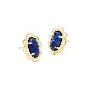 NEW KENDRA SCOTT women's piper stud earrings in gold blue lapis